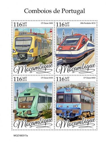 MOZAMBIQUE - 2019 - Trains of Portugal - Perf 4v Sheet - MNH