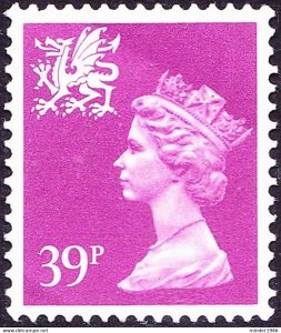 GREAT BRITAIN Wales 1991 QEII 39p Bright Mauve Machin SGW69 FU