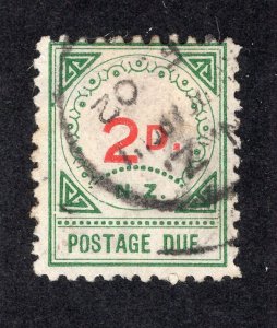 New Zealand 1899 3p green & red Postage Due, Scott J3 used, value = $6.25