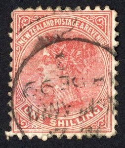 New Zealand 1882-1900 SG.245 1s red-brown P11 used cat 15 pounds