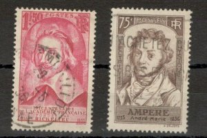 FRANCE - 2 USED STAMPS - FAMOUS - Mi.No. 301, 313 - 1935/1936.