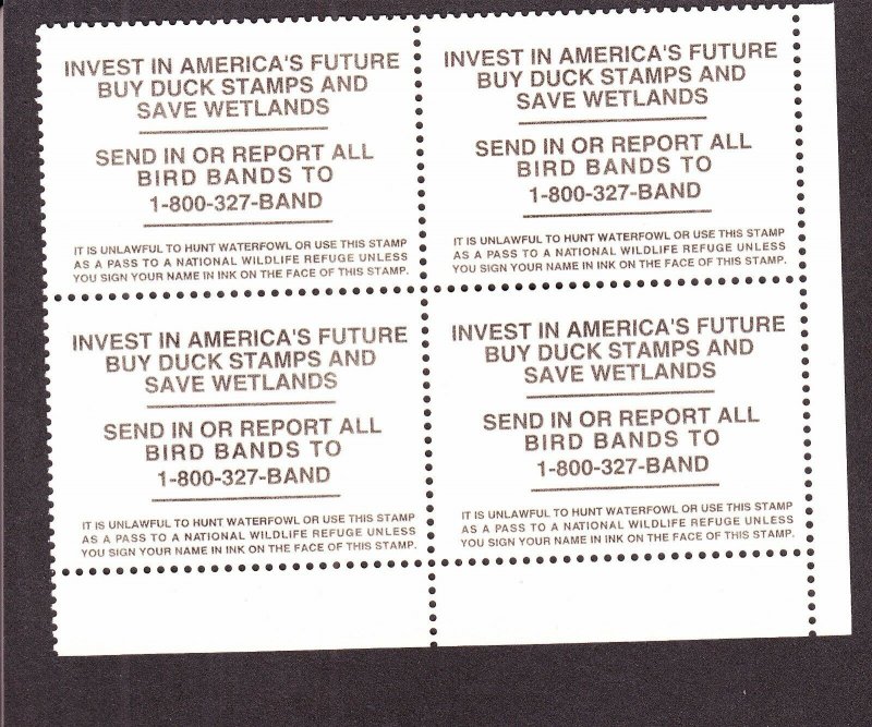 US RW64 Hunting Permit Duck Stamp Mint Plate Block of 4 VF-XF OG NH