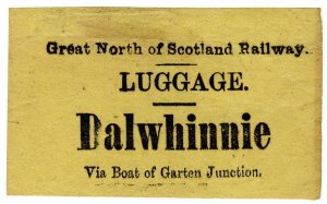 I.B Great North of Scotland Railway : Luggage Label Dalwhinnie