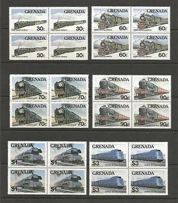 Grenada MNH sc# 1120-5 TRAINs  Blocks of 4