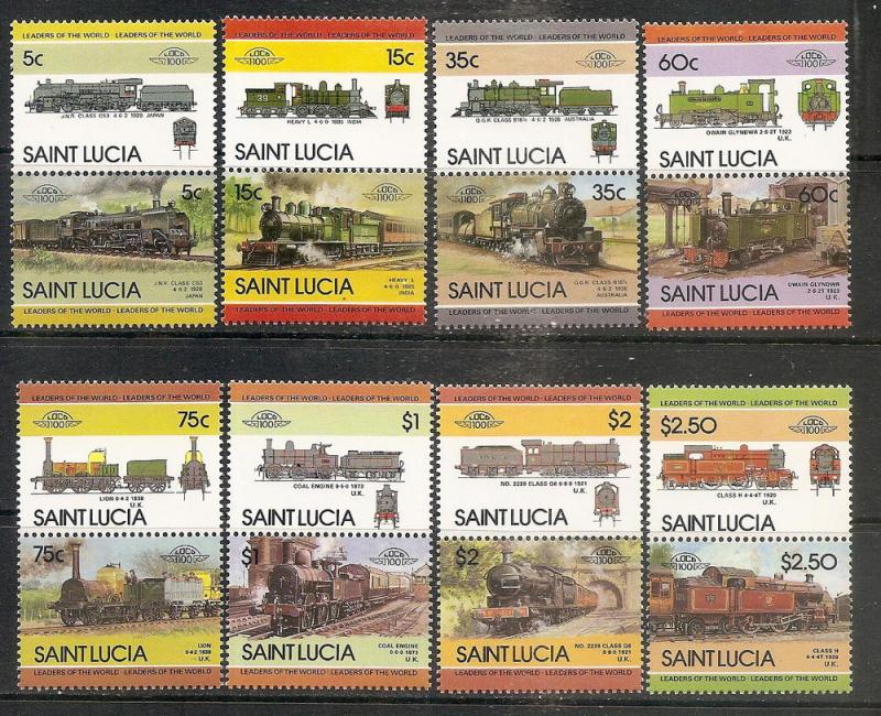 St.Lucia  711-18 MNH 1985 Locomotives