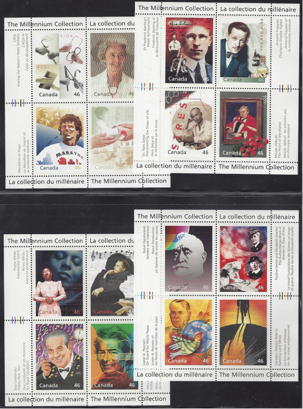 Canada #1818-34 MNH ss, Millennium Collection 17 souvenir sheets, issued 1999