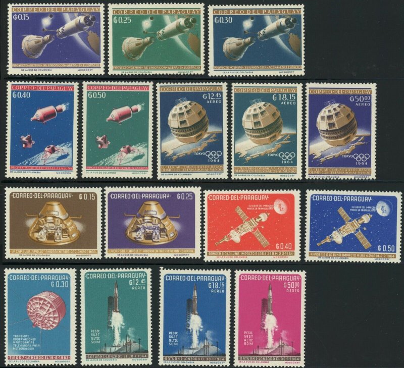 Paraguay #806-813 #814-821 Space Vehicles Latin America Postage 1964 Mint NH