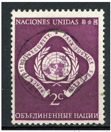 United Nations 1951 Scott 3 used, 2c Peace Justice, Security