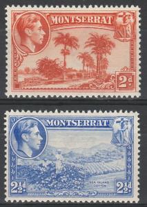 MONTSERRAT 1938 KGVI PICTORIAL 2D AND 21/2D PERF 13