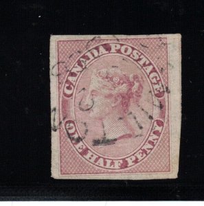 Canada #8a Very Fine+ Used With 1858 Town Cancel On Horizontal Ribbed Paper