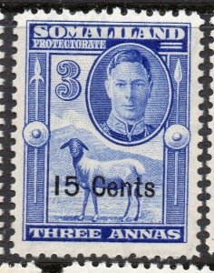 Somaliland 1951 Early Issue Fine Mint Hinged 15c. Surcharged 308240