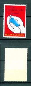 Sweden. Poster Stamp. Mnh Red. Salvation Army. Bird in Hand.  A Helping Hand