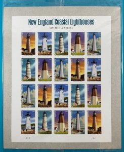 4791-4795 NEW ENGLAND LIGHTHOUSES Pane of 20 US Forever Stamps MNH 2013