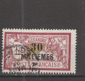 French Offices in Egypt (Alexandria)  Scott#  58  Used  (1921 Surcharged)