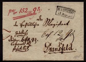 $German Stampless Cover, Hamburg-Dransfeld (Manifest)