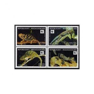 Malagasy 1404 ad block,MNH. WWF 1999.Lizards.Chamaeleo