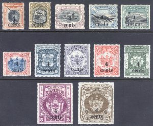 North Borneo 1904 4 cents on 5c-$10 Pict Scott 124-135 SG 146-157 MH Cat $205