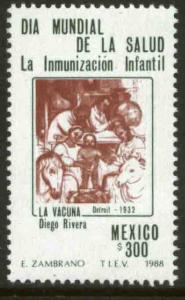 MEXICO 1538 World Health Day, Mural by Diego Rivera MNH