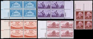 United States Plate Blocks Scott 1029, 1060-1063 (1954) Mint NH VF, CV $5.50 W