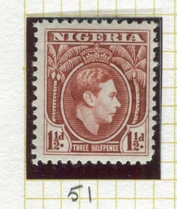 NIGERIA; 1938 early GVI issue fine Mint hinged Shade of 1.5d. value