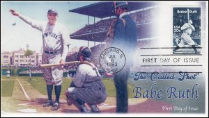 AO-2046-1, 1983, Babe Ruth, Add-on Cachet, First Day Cover, SC 2046, Baseball 