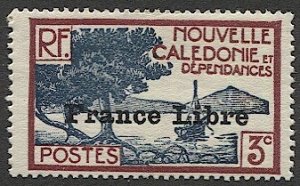 NEW CALEDONIA  French Colonies 1941 Sc 219 Mint LH VF 3c France Libre Ovpt