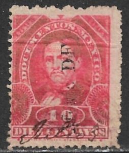 MEXICO REVENUES 1893-94 10c DOCUMENTARY TAX MEXICO DF Control DO208 Used