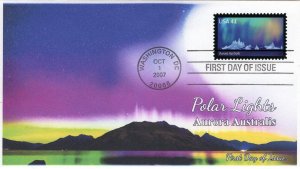 AO-4204-3, 2007, Polar Lights, Add-on Cachet, FDC, Standard Postmark, Aurora Aus