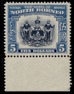 NORTH BORNEO GVI SG317, $5 indigo & pale blue, VLH MINT. Cat £850.