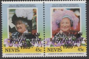 NEVIS SG342avar 1985 45c ROYAL VISIT OVERPRINT DOUBLE MNH