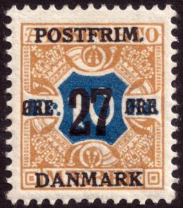 Denmark 1918 27ore on 10k Blue & Stone Newspaper SG196 MH