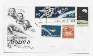 US 1371 (Me-5) 6c Apollo 8 single on Combo FDC Artcraft Cachet ECV $12.50