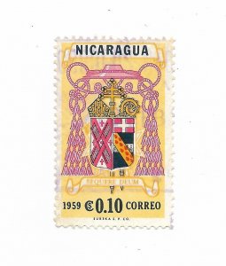 NICARAGUA 1959 COAT OF ARMS EMBLEM VISIT OF CARDINAL SPELLMAN SC 820 USED