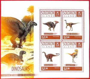 A4889 - SOLOMON ISLANDS - ERROR MISPERF, Miniature s: 2014 Dinosaurs, Prehistory