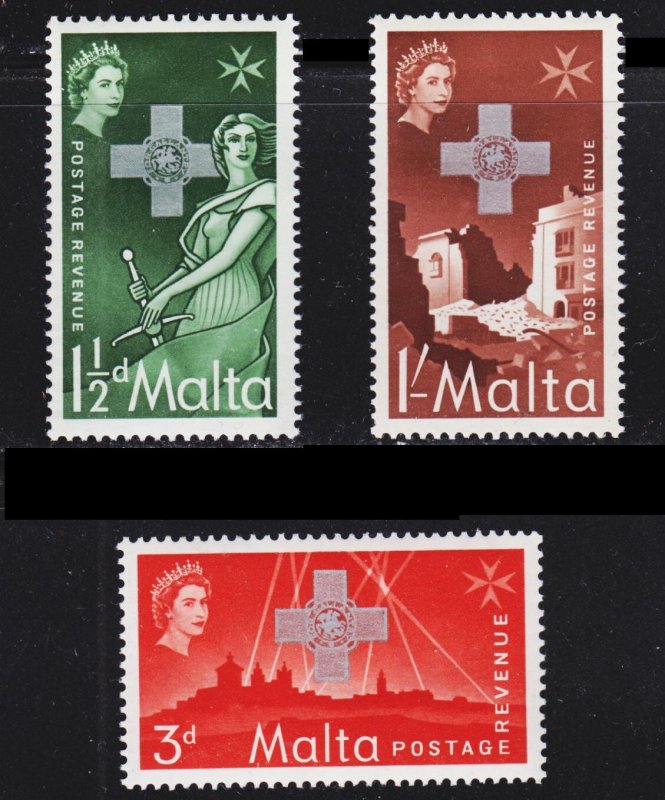 Malta Scott 263-65 complete set F to VF mint OG NH.