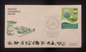 D)1974, URUGUAY, FIRST DAY COVER, ISSUE, MILITARY GEOGRAPHICAL SERVICE IN