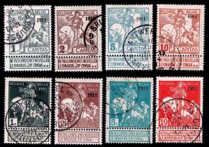 1911 BELGIUM #B9-B16 ST. MARTIN OF TOURS SEMI POSTAL - VF - CV $169.50(ESP#8598)
