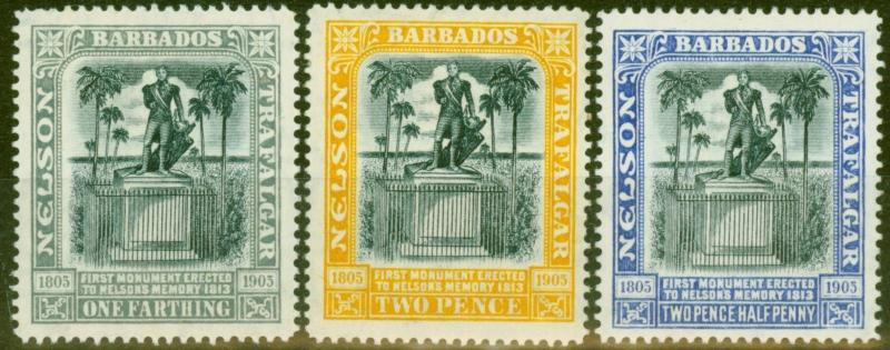 Barbados 1907 Nelson set of 3 SG158-162 Fine Mtd Mint