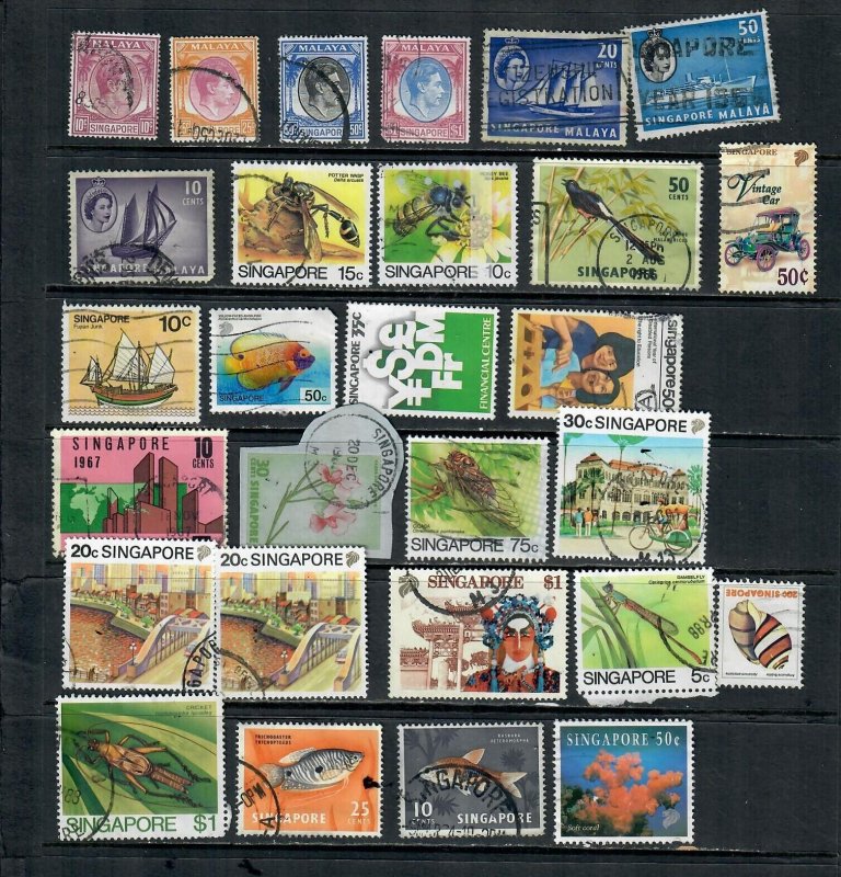 SINGAPORE  MIX x 28 USED ALL DIFFERENT   LOT W 