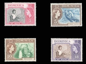 Dominica #157-160 Cat$25.25, 1957 QEII, set of four, hinged