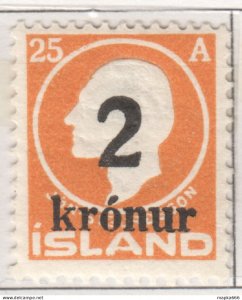 Sp639 1925 Iceland Overprint 2 Kronur Michel #119 350 Euro 1St Lh