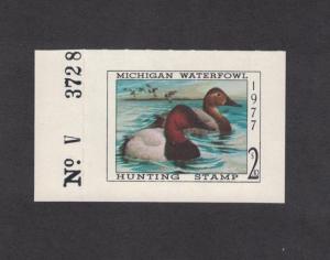 MI2 - Michigan State Duck Stamp.  Plate Numbered Single. MNH. OG.