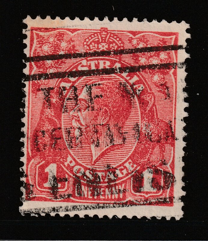 Australia a used KGV 1 red Die 3 with flaw on S of Aus