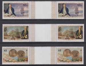 Cook Islands Sc 480-482 MNH. 1978 Capt. Cook, Horizontal Gutter Pairs, XF