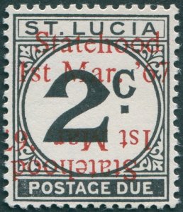 St Lucia 1967 2c black Associated Statehood opt error SGD11var MNH