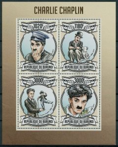 Burundi 2013 MNH Actors Stamps Charlie Chaplin Celebrities Film Movies 4v M/S