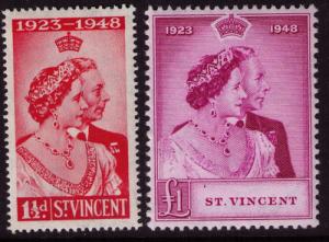 St Vincent # 154-5 Mint VF NH 1948 Silver Wedding 