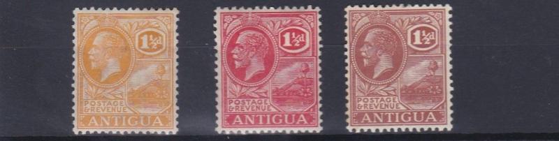 ANTIGUA  1921 - 29   S G  67 - 69        3 X 1 1/2D VALUES  MH       