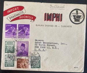 1962 Djakarta Indonesia Commercial Cover To New York Usa IMPHI Pharmacy