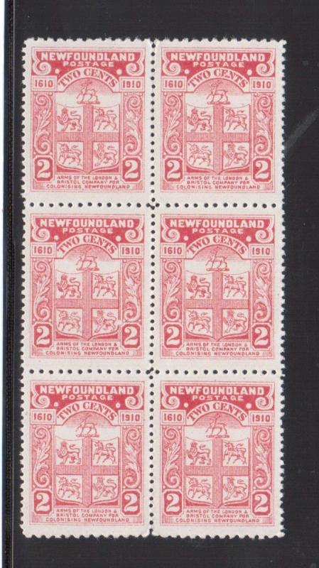 Newfoundland #88a Extra Fine Never Hinged Block Of Six